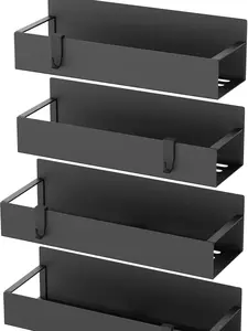 4-Pack Metal Magnetic Spice Storage Rack Organizer for Refrigerator, Black Home Storage Shelf for Oven