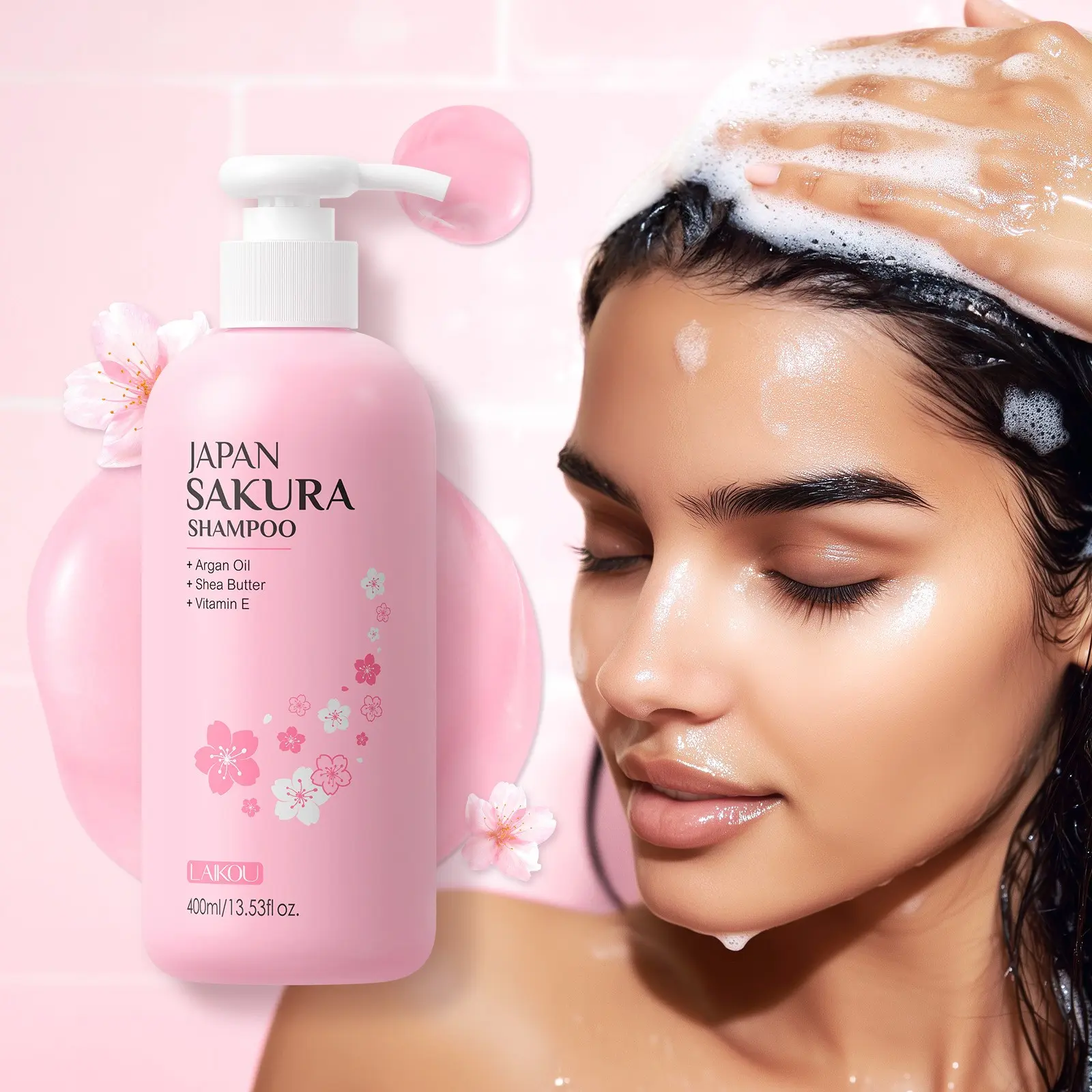 Sakura Shampoo 400ml  Japanese Cherry Blossom Hair Cleanser Gentle Scalp Care & Deep Cleansing  Nourishing Formula for All Hair Types  Family Size Big Bottle Plant Extracts Shampoo