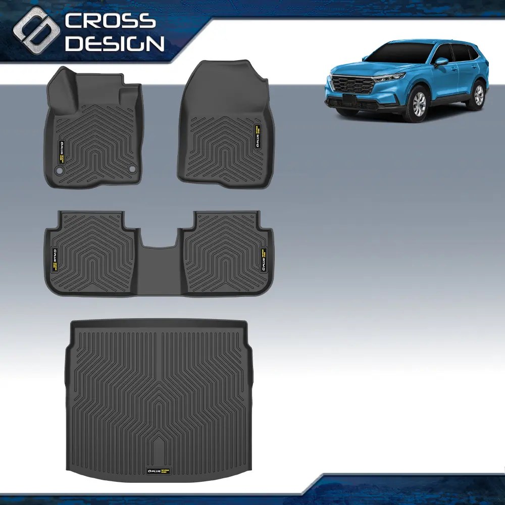 CROSSDESIGN High-Strength TPE Waterproof Car Floor Mats & Cargo  Set, 4PCS Automotive Floor Mats, All-Weather Nonslip Auto Accessories for 23-24 Honda CR-V, Car Floor Mats All Weather