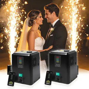 2pcs 350W Cold Spark Machine with 10×50g Consumables, 2-3.5M Spark Effect, Portable Auto Safety Cutoff FX Device for Wedding Party DJ Stage Events