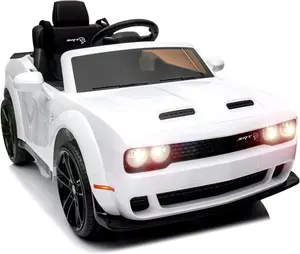 Ride on Car for Kids, 12v Licensed Dodge Challenger Car, Toddler Ride on Toy Car with Remote Control, Spring Suspension, Music,&LED Lights