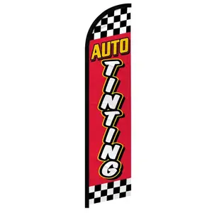 Auto Tinting (Red Checkered) Windless Banner Flag