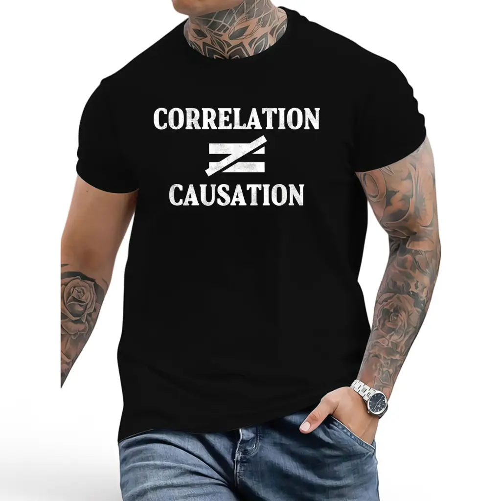 Funny Psychology T-Shirt with Correlation Causation Graphic - Psychiatrist & Psychology Gift for Therapists,, Psychologists - Soft Stretchy Cotton Tee - All-Season Comfort Fit for Gym, Casual Attire & Mental Health Humor