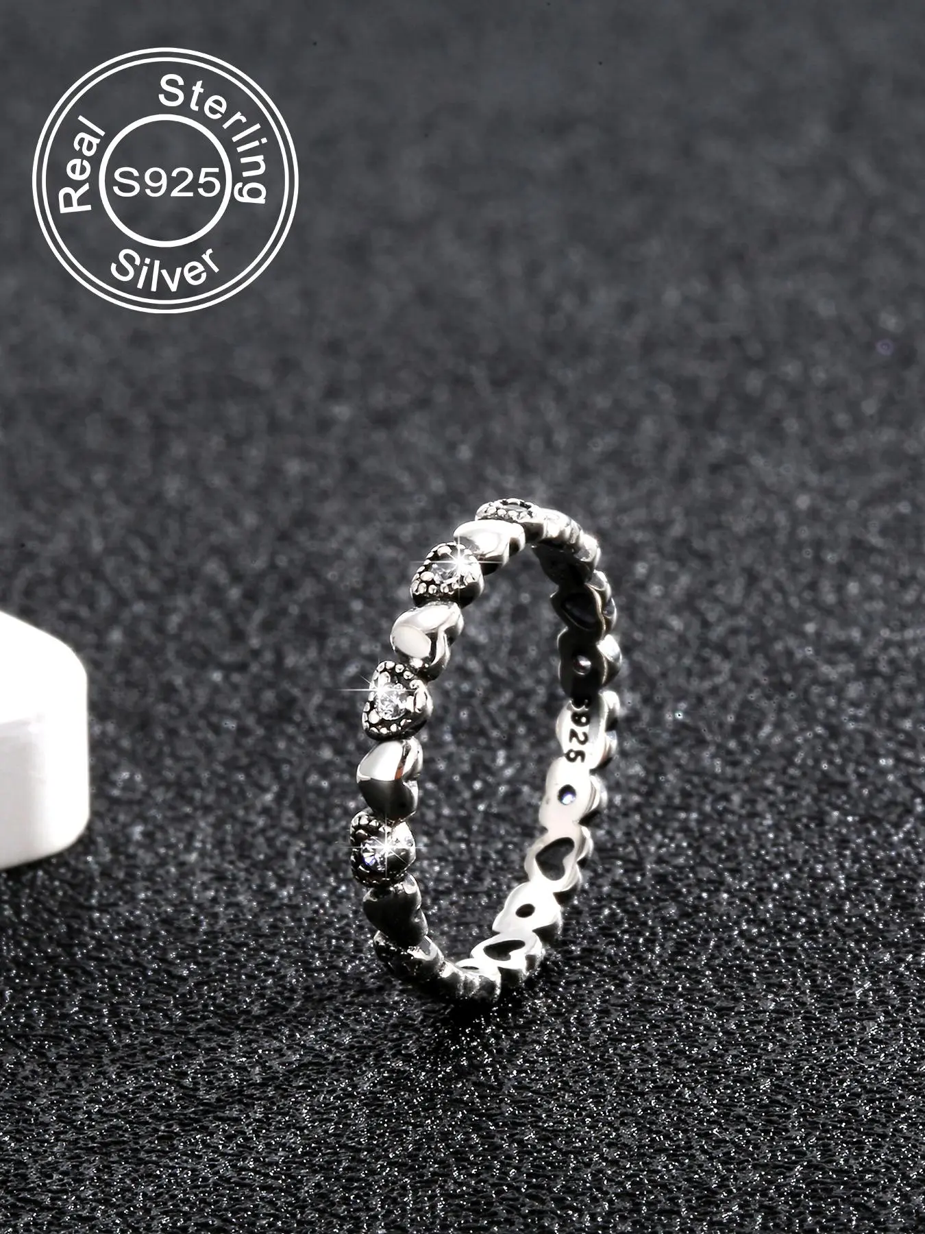 925 Sterling Silver Vintage Heart Design Ring, Fashion Promise Ring, Fashion Jewelry Accessories for Women for Party, Daily Clothing Decor, Trendy All-match & Exquisite Jewelry for Birthday Gift, Vintage Rings