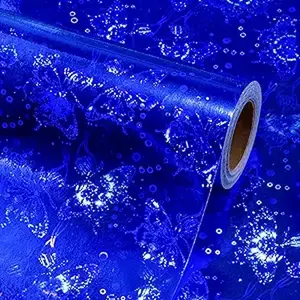 Navy Blue Wrapping Paper-Mini Roll 17inch*32.8ft（46.8sqft-Holographic Foil Gift Paper with iridescent Butterfly for Christmas,Birthday,Holiday,Bride Shower