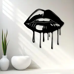 1 piece of sexy lip print metal wall decoration -black lip shaped modern art with water droplet details, bold contemporary declaration decoration for living rooms, bedrooms, and offices - rust proof home gift, suitable for men and women, bedroom art works