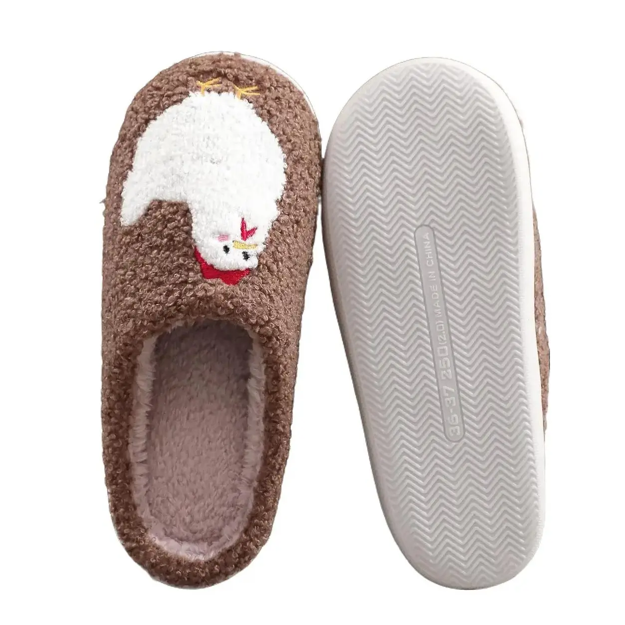 Women's Cute Cartoon Chicken Design Plush Slippers Casual Soft Comfortable Home Slippers Warm for Indoor & Outdoor Use Fall Winter House Slippers Girl Footwear