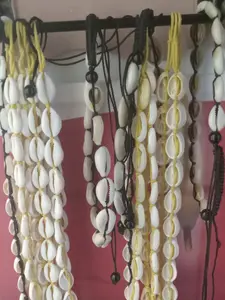 Authentic African Energy Cowrie Wear - Leather Spiritual Protection Necklace Anklet Bracelets & Hair Accessories for Neck Wrist Anklet or Hair Handmade Candles Included