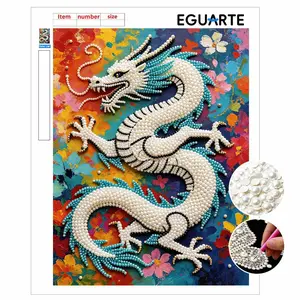 5D Pearl Painting Art, Colorful Oriental Dragon Diamond Painting, DIY Pearl Art, Mosaic Art, Home Decor Wall Hanging, Living Room Bedroom Accent, Craft Kit