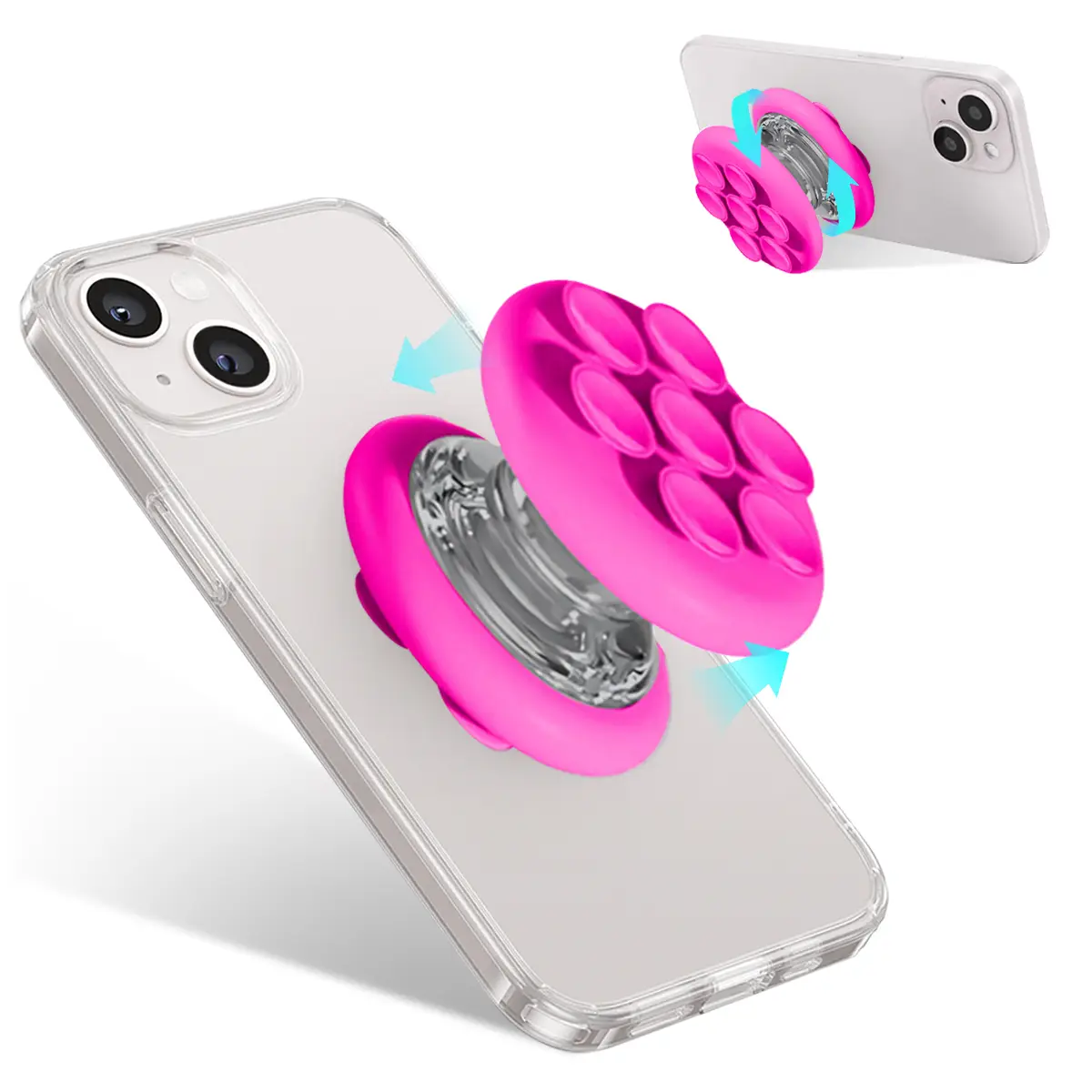 Mixed Color Smartphone Suction Cup Phone Mount, Silicone Cup Phone Holder for iPhone & Android Removable Hands-Free Mirror Shower Phone Stand Selfie/V