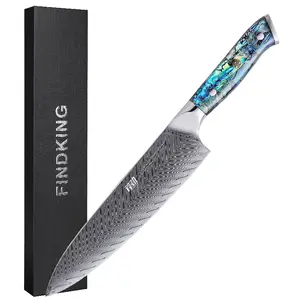 FINDKING Gorgeous Series 8 Inch Chef Knife, Japanese Style Knife, 67 Layers Damascus Steel, Razor-Sharp Blade, Resin Abalone Shell Handle, Professional Kitchen Chef Knife, Cutting for Fish Meat Vegetable Fruit