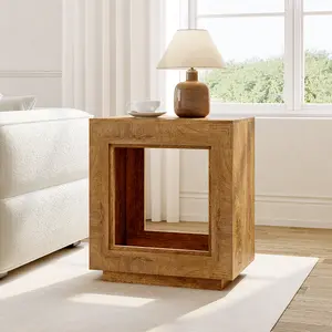 Tribesigns Rustic Wood End Table, 2 Tiered Square Side Table with Storage Shelf, Rustic Brown Interior Design for Living Room