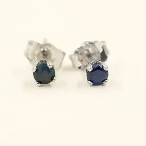 AU 25 Jewelry 0.25CT Natural Blue Sapphire Stud Earrings in 14K Gold