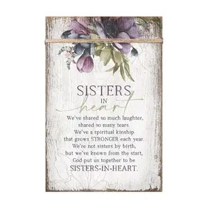 Dexsa Sisters In Heart Wood Wall Plaque with Easel 6"x9"