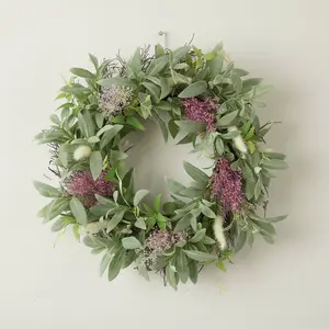 22" Olive Leaves & Cattail Wreath