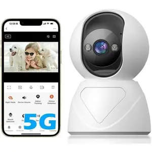 X-WBM01   Indoor Pan/Tilt Security Camera, 5G WiFi Home Cameras for Baby Monitor/Pet Camera, Auto-Focus and Zoom, Motion Detection, 2-Way Audio, Siren, Color Night Vision, Cloud & SD Card Storage