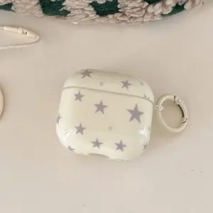 Star & Round Design Earphone Case with Keychain, Fashion Earphone Protector Cover, Earphone Protective Case Compatible with AirPods, Headphone Accessories