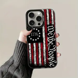 Compatible with iPhone 11, 12, 13, 14, 15, 16 Case and SAMSUNG S22, S23, S24, Design Pattern Back Bumper Anti Scratch Reinforced Corners Soft TPU Caver, Cases for Men Women-Classic American Flag 1776 We The People for iPhone 13
