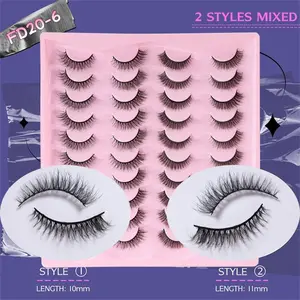 20 pairs of mixed shaped false eyelashes, new 3D fluffy and soft eyelashes, reusable, full eyelash extension makeup, Reusable Faux Lashes