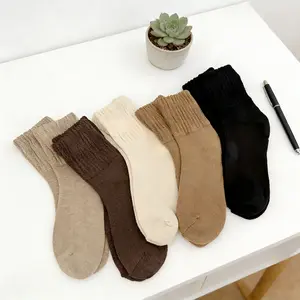 Women's Mid Length Socks Solid Color Warm Thick Soft Comfortable Casual Versatile Cold Resistant for Autumn Winter Daily Use Everyday Soft Comfy Hosiery