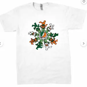 Grateful Dead St. Patrick’s Day T-Shirt, Lucky Dancing Bears Graphic Tee, Vintage Rock Band Inspired Apparel, Celtic Clover Bear Shirt
