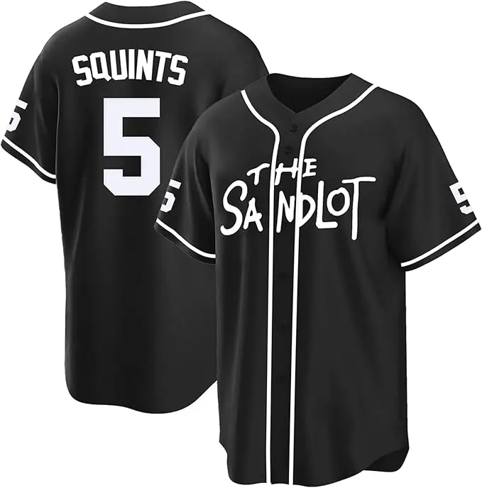 The Sandlot Baseball Jersey Shirt, Benny 'The Jet' Rodriguez #5 Michael Squints Palledorous Alan Yeah-Yeah 90s Classic Baseball Black Jersey Short Sleeve For Men and Women