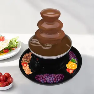CNCEST 3-Tier Chocolate Fountain Machine 1lb Capacity Stainless Steel Melting Pot with 6 Forks & Serving Tray for Weddings/Parties 120V, 40W
