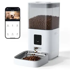 Smart Automatic Pet Feeder with HD Camera, 5G WiFi App Control, Two-Way Audio, Night Vision & Portion Scheduling for Cats & Dogs