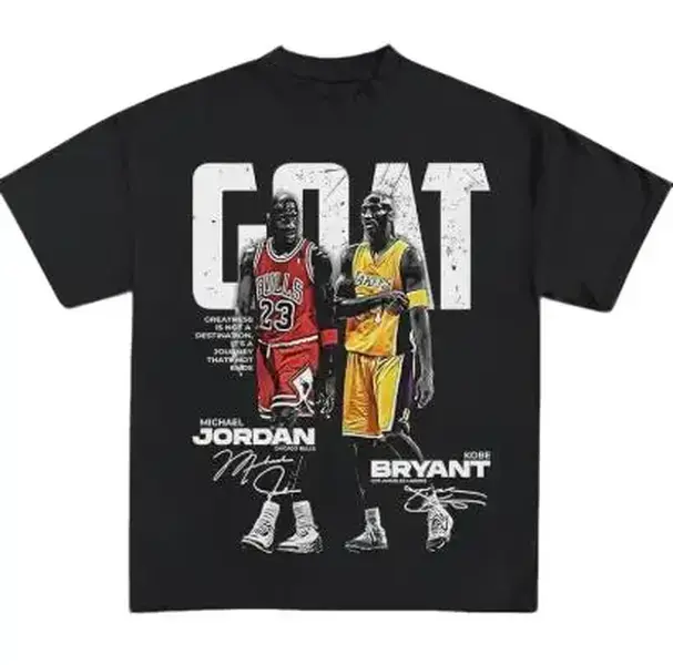 [FREESHIP] Goat MJ And Kb Bryant Casual Graphic Print Short Sleeve Crew Neck T-Shirt for Men Oversized T-Shirt, Streetwear Graphic Tee, Relaxed Fit