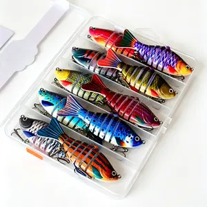 FishingLures 5/10 Pieces Set Multi Jointed Swim Crank Lures 3.9in Bionic Hard Bait for Fresh& Saltwater Slow Sinking Lifelike Swimbait Outdoor Equipment for Beginners Rotary Tool Fishing Lure Set fhis ing Multi Segment Hard Body Swimbait hard metal