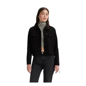 Levi's Women's Original Black Trucker Jacket - Casual Everyday Fitted Long Sleeve Outerwear for All Seasons