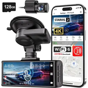 REDTIGER 4K STARVIS 2 Dash Cam Front and Rear, 5GHz WiFi 20MB/s Download, 128GB Card Included, Voice Control, Dash Camera for Cars with 3.18" Touch Screen, GPS, Loop Recording, Parking Mode(F7N Touch)
