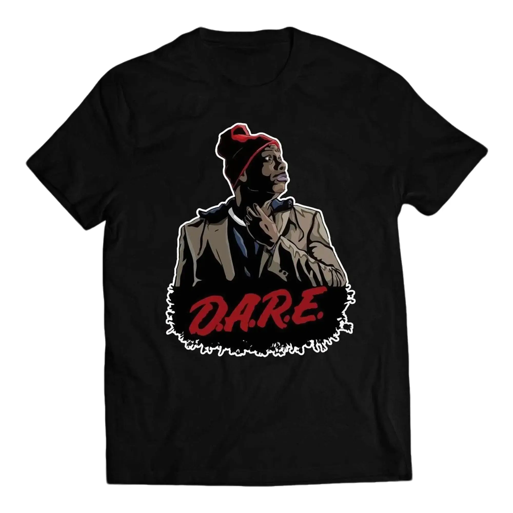 😂 🎤 Dave Chappelle Tyrone Biggums DARE Parody Funny Meme Vintage Comedy Graphic T-Shirt, Unisex Streetwear, Classic Round Neck Shortsleeve Tee, Menswear Compatible