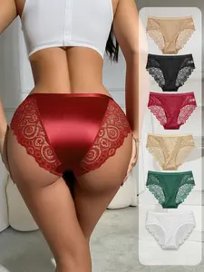 Floral Lace High Waist Panties 6PCS- Women’s Lace-Trimmed Panties with Stretchy Waistband That Won’t Dig In, Crafted from Shiny Ultra-Soft Fabric You Definitely Need to Grab, Fit, Lady
