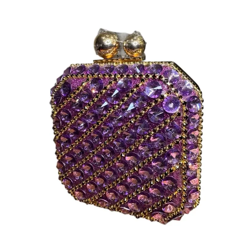 Eve’s Apparel & Accessories Amethyst Purple Rhinestone Clutch – Women’s Evening, Party & Formal Statement Bag