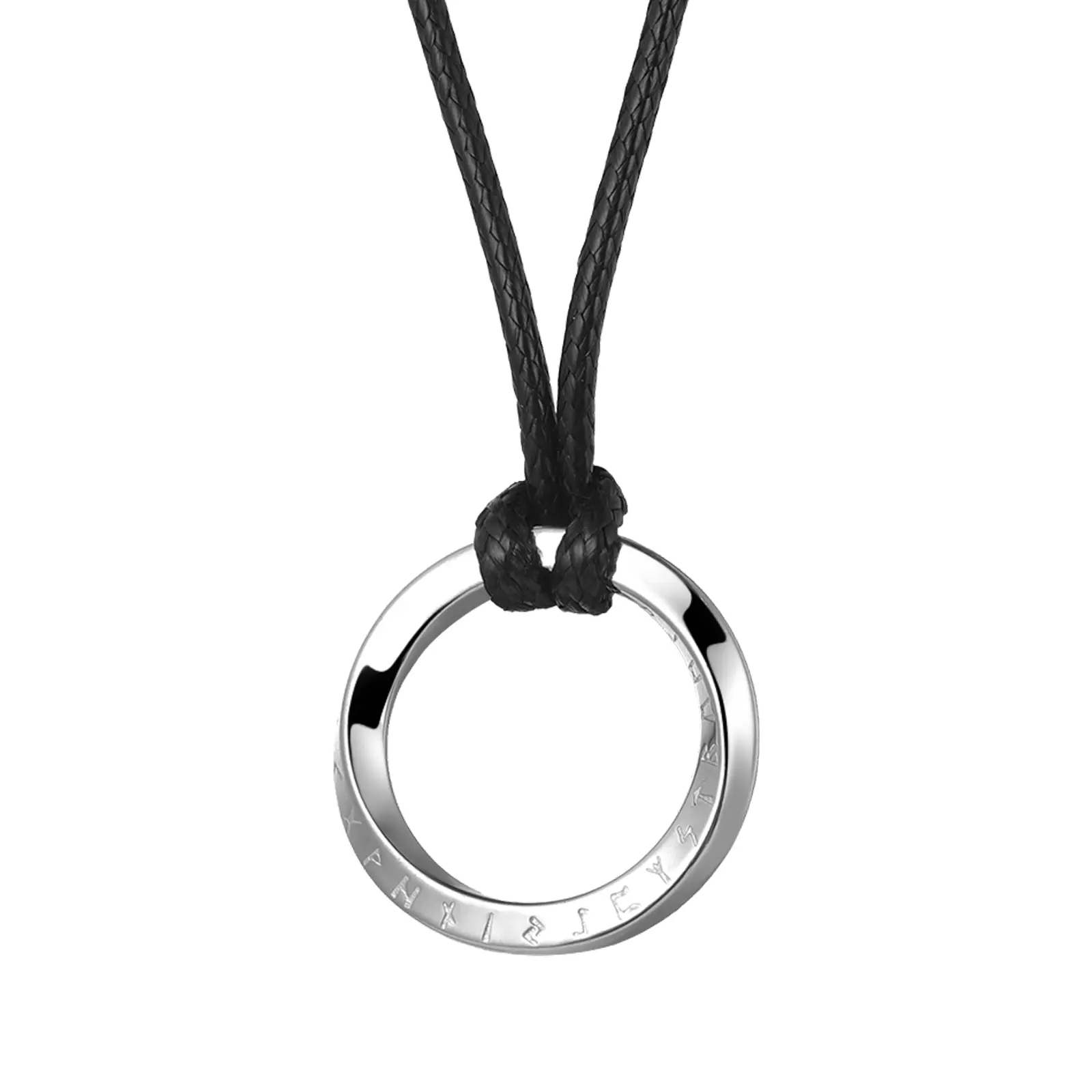 OIDEA Men's Viking Stainless Steel Necklaces - Mobius Twist Pendant Amulet with 24 Rune Engravings, 0.94" Dia, Steel Coated Chain, Modern Versatile Accessories, Daily Wear, Christmas Gift, Comfortable Fit Jewelry