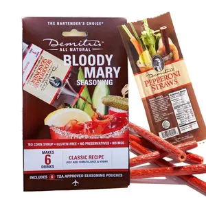 Demitri's Bloody Mary Bundle – Classic Recipe Bloody Mary Mix & Bloody Mary Pepperoni Straws – Concentrated Drink Mixer & Smoky Edible Straws – Perfect for Brunch Parties, Cocktails