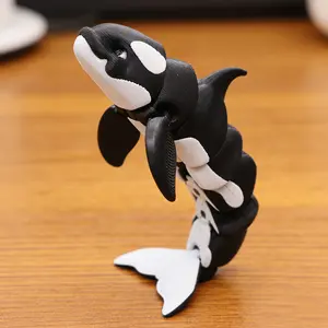 Realistic Oceanic Whale Model, Cute Collectible Figurines, Plastic Material, Jointly Moveable Design, Perfect Party Gift, Educational Display Item for School Season, Articulated Fidget Figurines