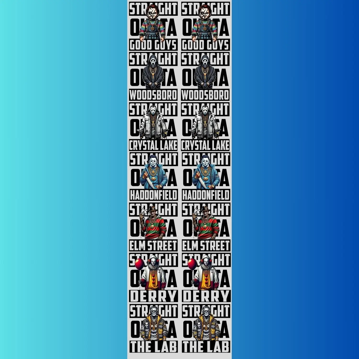 Straight Outta Halloween Horror Movie Characters premade DTF gang sheet, Halloween Prints, Halloween Transfers, Killer Halloween transfers