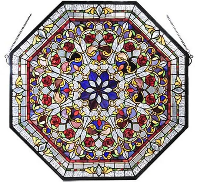 Meyda Lighting 107222 25"W X 25"H Floral Stained Glass Window Panel