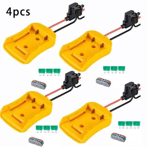 Dewalt 18V/20V Max Battery Adapter Kit (1/2/3/4pcs Packs, 2pcs Option) - Tool Accessories, DIY Battery Converter, Switch Socket Power Supply, Fuse Holder, 3 Fuses, Connector for DIY Enthusiasts, Home Use Replacement Parts