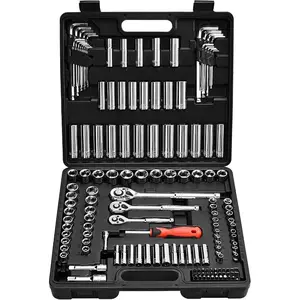 VEVOR Socket Set, 76 Pieces, 3/8 inch Drive Socket and Ratchet Set, SAE and Metric, Deep and Shallow, Mechanic Tool Kit with Accessories and Storage Case, CR-V Alloy Steel, for Automotive RepairVEVOR Super Brand Day