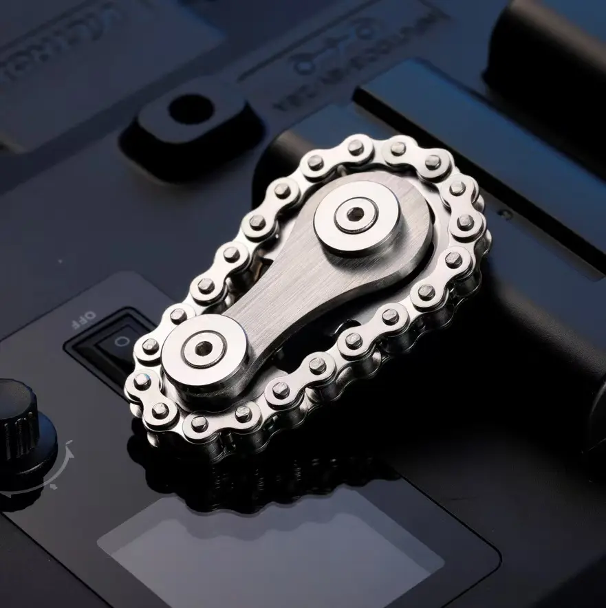 Steampunk Design Metal Bike Chain Fidget Spinner - Pocket Stress Relief DIY Toy for Adults, Ideal for Work Anxiety Relief