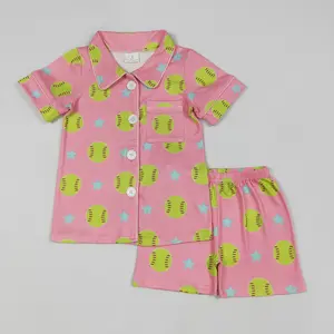Softball Girls Short Sleeve Pajamas Softball Girls Short Sleeve Pajamas