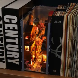 3D Pop-Up Book Kit Set, Study Room Set, Mini Dollhouse Corner Set — Peach Blossom Lane, 3D Architectural Model Kit, 3D Puzzle Bookend, Bookshelf Insert Decor, Mini House Pop-Up Book Kit, 3D Puzzle Mini House