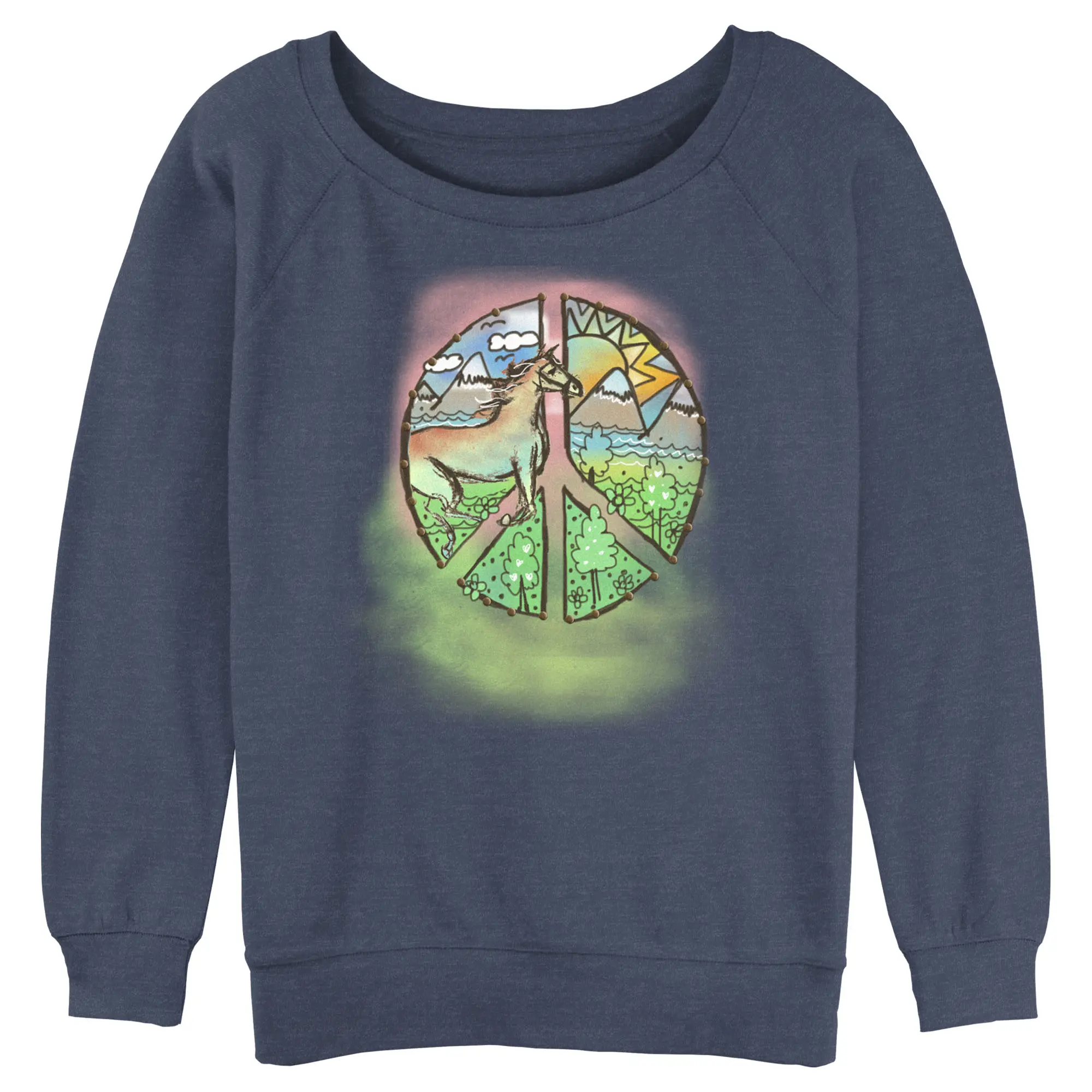 Juniors Womens Lost Gods Peace and Horses Sweatshirt