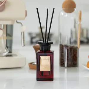 BOURBON PLUM WINE Saffron Jasmine Amber for Bathroom 5.0 fl oz Reed Diffuser Oriental Floral Exquisite Floral  House Bedroom Office Decor & Gifts Fragrance Woody
