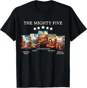 100% Cotton Top Vintage Moab Utah Souvenir Big 5 Mighty Five National Park T-Shirt