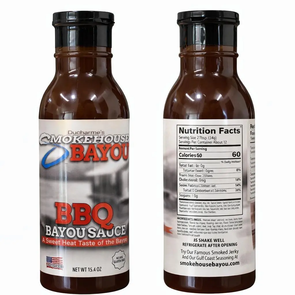 Ducharme's BBQ Bayou Sauce - Sweet Heat Taste of the Bayou, Gluten Free, Perfect for Ribs, Pulled Pork, Chicken & Brisket, 15.4 oz