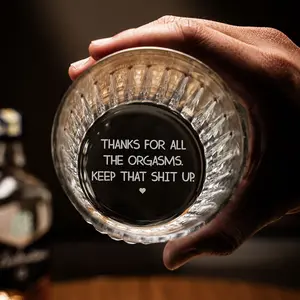 Engraved Thanks For All The Orgasms Valentine Day Gift for Him, Funny Whiskey Glass for Husband